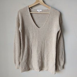BP Nordstrom Oatmeal V Neck Sweater XS